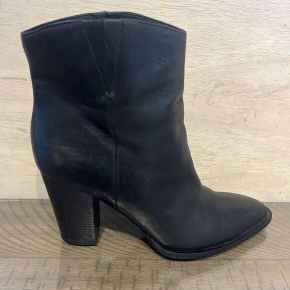 VINCE Vero Cuoio Leather Boot Booties Heels Black Made in Italy Women's Size 9.5 - Picture 6 of 9